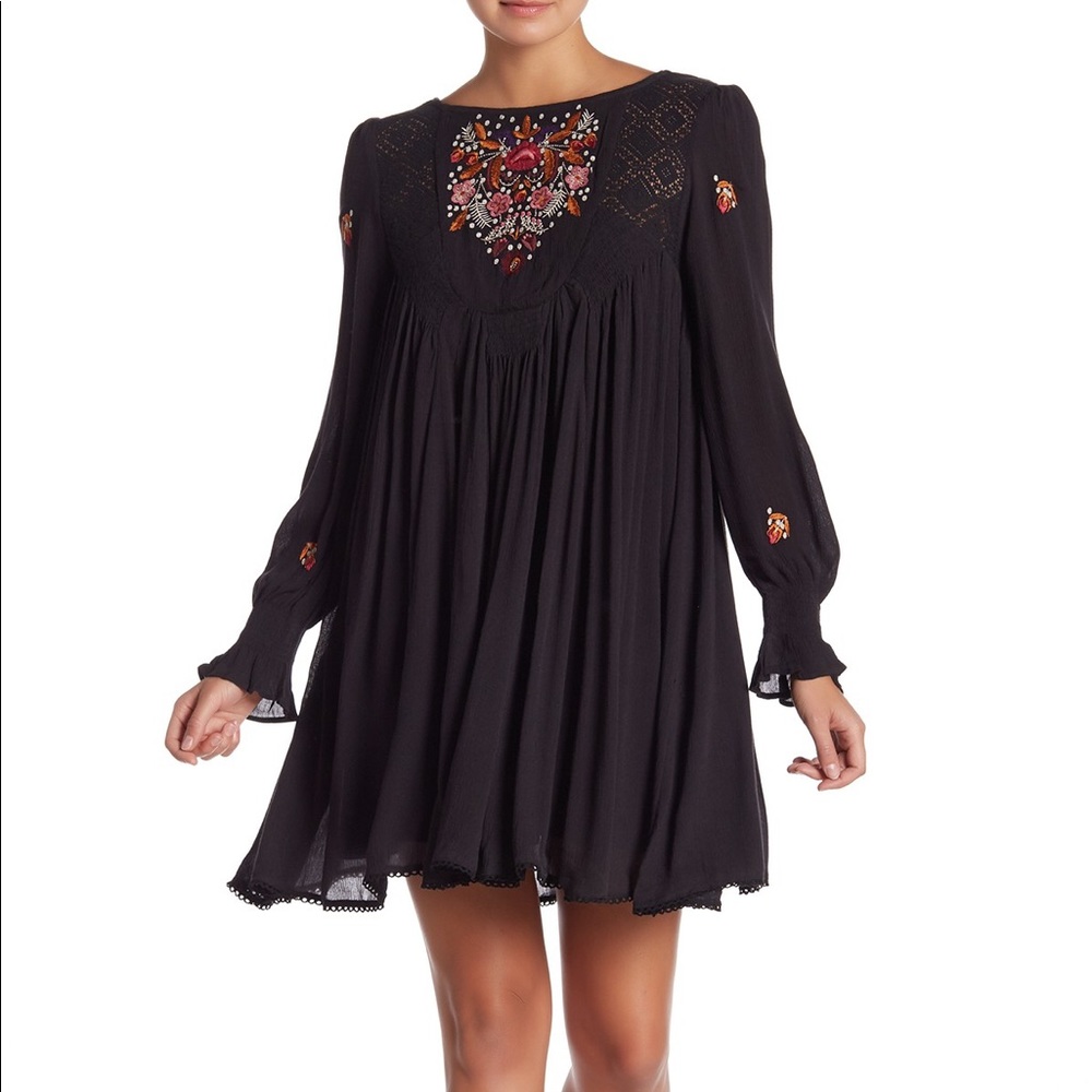 Free People Embroidered Mini Dress